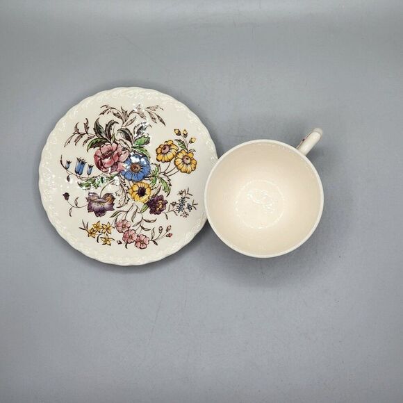 Vernon Kilns California May Flower Hand Painted Tea Cup & Saucer Set USA Garden - Picture 4 of 8